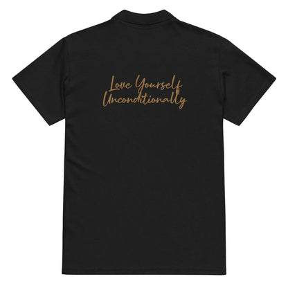 Self Love Premium pique polo shirt with Old Gold Embroidery