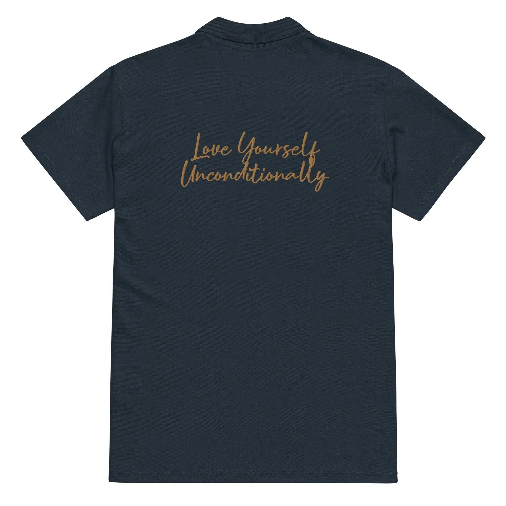 Self Love Premium pique polo shirt with Old Gold Embroidery
