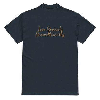 Self Love Premium pique polo shirt with Old Gold Embroidery